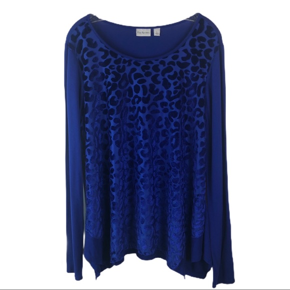 KIM ROGERS Royal Blue Long Sleeve Top - Picture 1 of 8